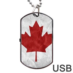 Canada Grunge Flag Dog Tag Usb Flash (two Sides) by Valentinaart