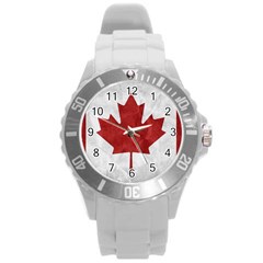 Canada Grunge Flag Round Plastic Sport Watch (l) by Valentinaart