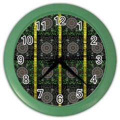 Stars And Flowers Decorative Color Wall Clock by pepitasart