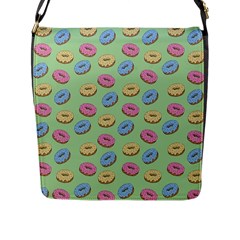 Donuts Pattern Flap Closure Messenger Bag (l) by Valentinaart