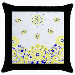 Faded Yellow Bandana Throw Pillow Case (black) by dressshop