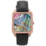 Chaos in Colour  Rose Gold Leather Watch  Front