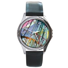 Chaos In Colour  Round Metal Watch by ArtByAng