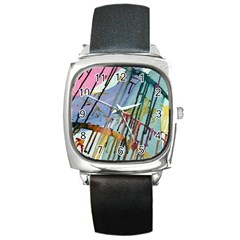 Chaos In Colour  Square Metal Watch by ArtByAng