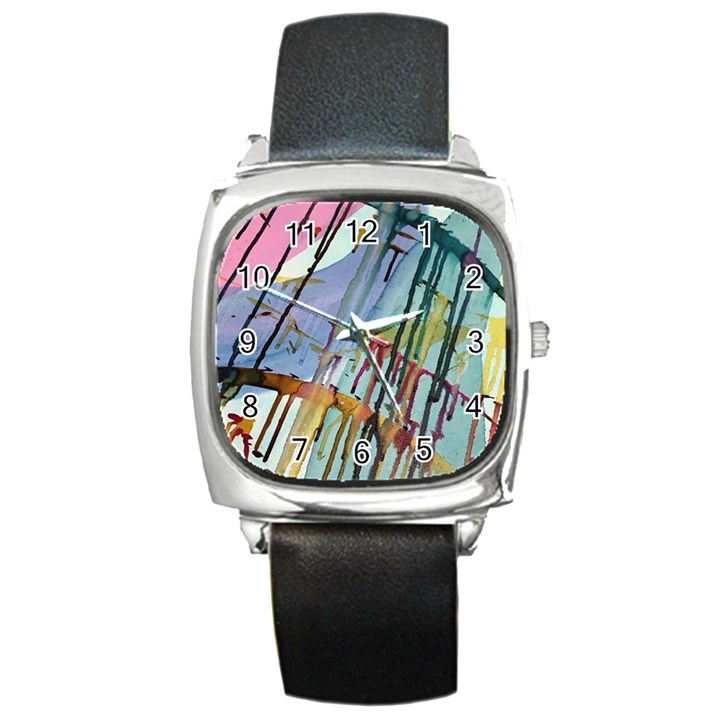 Chaos in Colour  Square Metal Watch