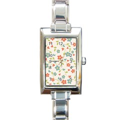 Flowers Pattern Rectangle Italian Charm Watch by Hansue