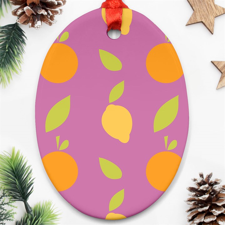 Seamlessly Pattern Fruits Fruit Ornament (Oval)