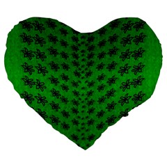 Forest Flowers In The Green Soft Ornate Nature Large 19  Premium Flano Heart Shape Cushions by pepitasart