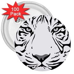 Tiger Black Ans White 3  Buttons (100 Pack)  by alllovelyideas