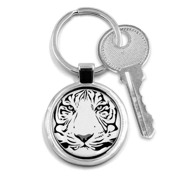 Tiger Black ans white Key Chains (Round) 