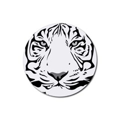 Tiger Black Ans White Rubber Round Coaster (4 Pack)  by alllovelyideas