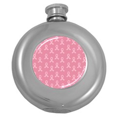 Pink Ribbon - Breast Cancer Awareness Month Round Hip Flask (5 Oz) by Valentinaart