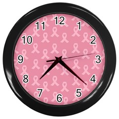 Pink Ribbon - Breast Cancer Awareness Month Wall Clock (black) by Valentinaart