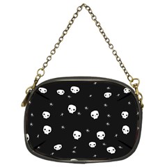 Pattern Skull Stars Halloween Gothic On Black Background Chain Purse (two Sides) by genx