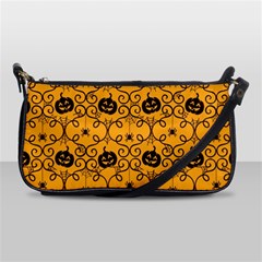 Pattern Pumpkin Spider Vintage Halloween Gothic Orange And Black Shoulder Clutch Bag by genx