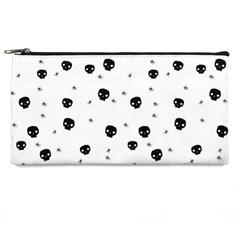 Pattern Skull Stars Handrawn Naive Halloween Gothic Black And White Pencil Cases by genx