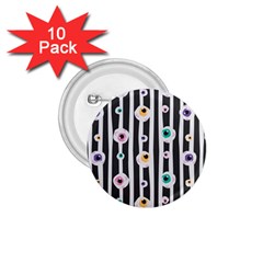 Pattern Eyeball Black And White Naive Stripes Gothic Halloween 1 75  Buttons (10 Pack) by genx