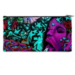 Graffiti Woman and Monsters turquoise cyan and purple Bright Urban Art with stars Pencil Cases Back