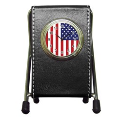 Us Flag Stars And Stripes Maga Pen Holder Desk Clock by snek