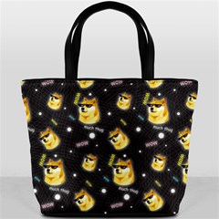 Doge Much Thug Wow Pattern Funny Kekistan Meme Dog Black Background Bucket Bag by snek