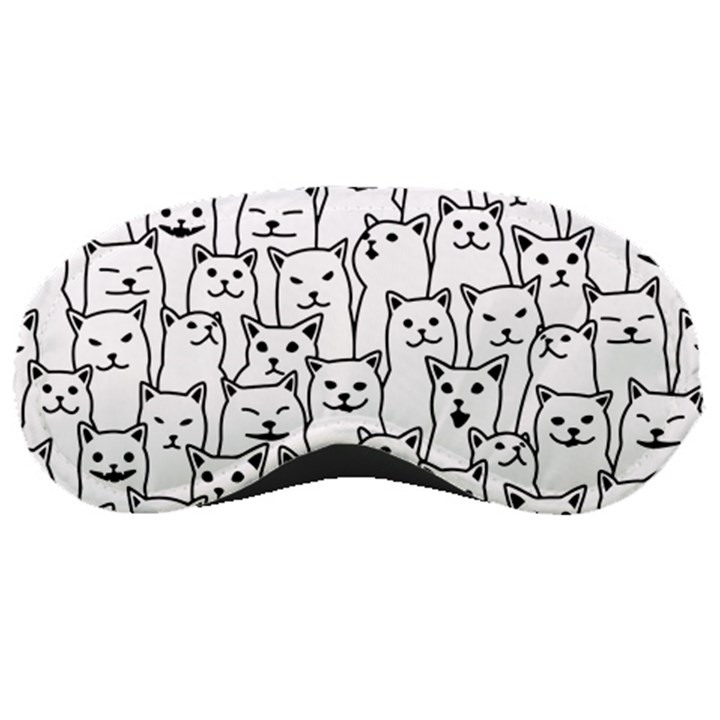 Funny Cat Pattern organic style minimalist on white background Sleeping Masks