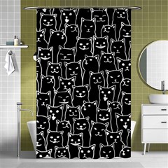 Funny Cat Pattern Organic Style Minimalist On Black Background Shower Curtain 48  X 72  (small)  by genx