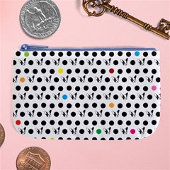 Boston Terrier Dog Pattern With Rainbow And Black Polka Dots Large Coin Purse by genx