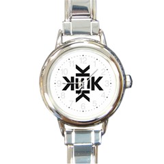 Official Logo Kekistan Circle Black And White Round Italian Charm Watch by snek