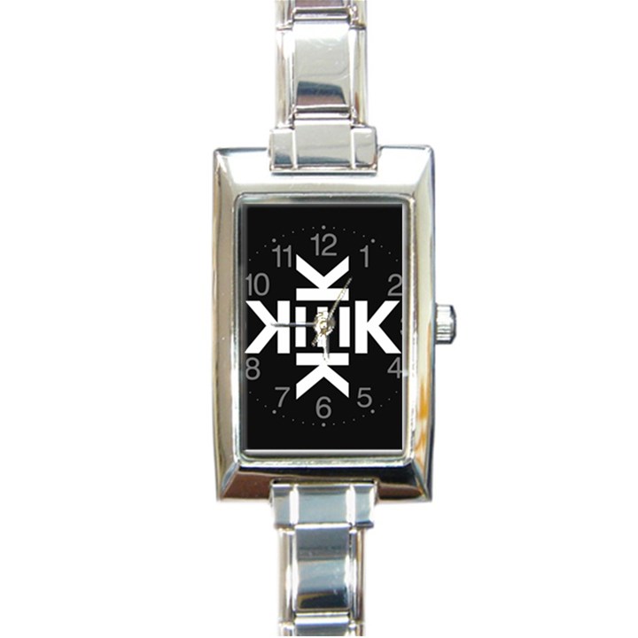 Official Logo Kekistan Circle Black and White on black background Rectangle Italian Charm Watch