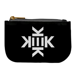 Official Logo Kekistan Kek Black And White On Black Background Large Coin Purse by snek