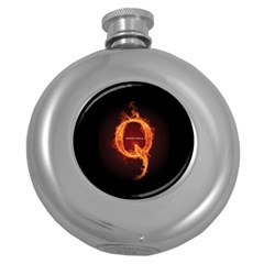 Qanon Letter Q Fire Effect Wwgowga Wwg1wga Round Hip Flask (5 Oz) by snek