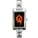 QAnon Letter Q Fire effect The Storm is Here WWGOWGA WWG1WGA Rectangle Italian Charm Watch Front