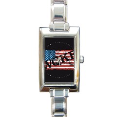 Qanon Grunge Woke Wqke With Usa Flag Wwgowga Wwg1wga Rectangle Italian Charm Watch by snek