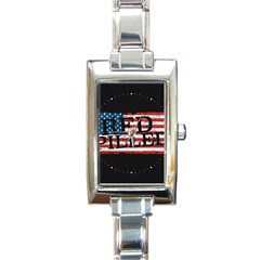 Qanon Grunge Red Pilled Woke With Usa Flag Wwgowga Wwg1wga Rectangle Italian Charm Watch by snek