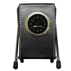 Drain The Swamp Maga Green And Gray Pen Holder Desk Clock by snek