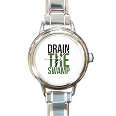 Drain The Swamp Maga Green And Gray Round Italian Charm Watch by snek