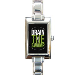 Drain The Swamp Maga Green And Gray Rectangle Italian Charm Watch by snek