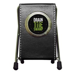 Drain The Swamp Maga Green And Gray Pen Holder Desk Clock by snek