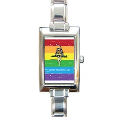 Gadsden Grunge Don t Tread On Me Lgbtq Rainbow Flag Snake Usa Libertarian Rectangle Italian Charm Watch by snek