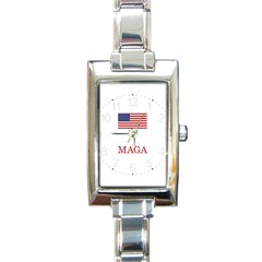 Maga Make America Great Again With Us Flag Trump Rectangle Italian Charm Watch by snek