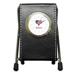 Maga Make America Great Again With Us Flag Trump Pen Holder Desk Clock by snek