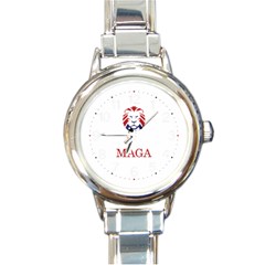 Maga Make America Great Again Trump Lion Round Italian Charm Watch by snek