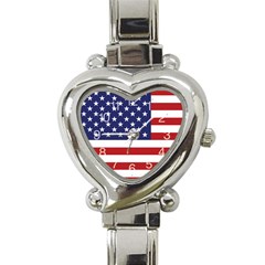 Usa Flag Heart Italian Charm Watch by snek