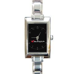 America Usa With Hearts Cursive Sexy Text Rectangle Italian Charm Watch by snek