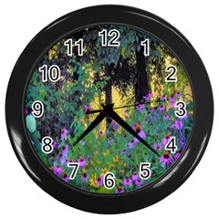 Hazy Morning Sunrise In My Rubio Garden Wall Clock (black) by myrubiogarden