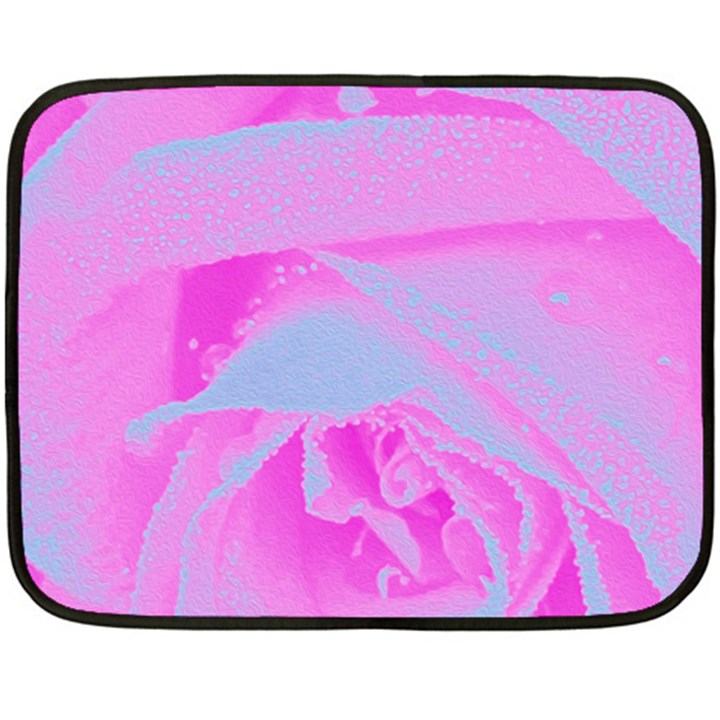 Perfect Hot Pink And Light Blue Rose Detail Double Sided Fleece Blanket (Mini) 