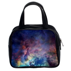 Lagoon Nebula Interstellar Cloud Pastel Pink, Turquoise And Yellow Stars Classic Handbag (two Sides) by genx