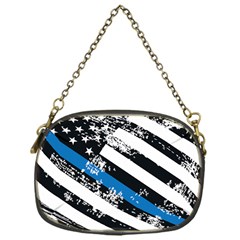 Usa Flag The Thin Blue Line I Back The Blue Usa Flag Grunge On White Background Chain Purse (one Side) by snek