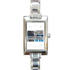 I Back The Blue The Thin Blue Line With Grunge Us Flag Rectangle Italian Charm Watch by snek