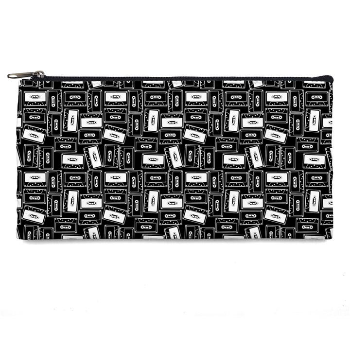 Tape Cassette 80s Retro GenX Pattern black and White Pencil Cases